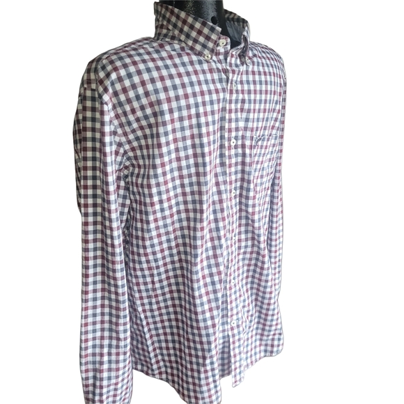 American Eagle Burgundy and Grey Checkered Shirt XL - Picture 3 of 5